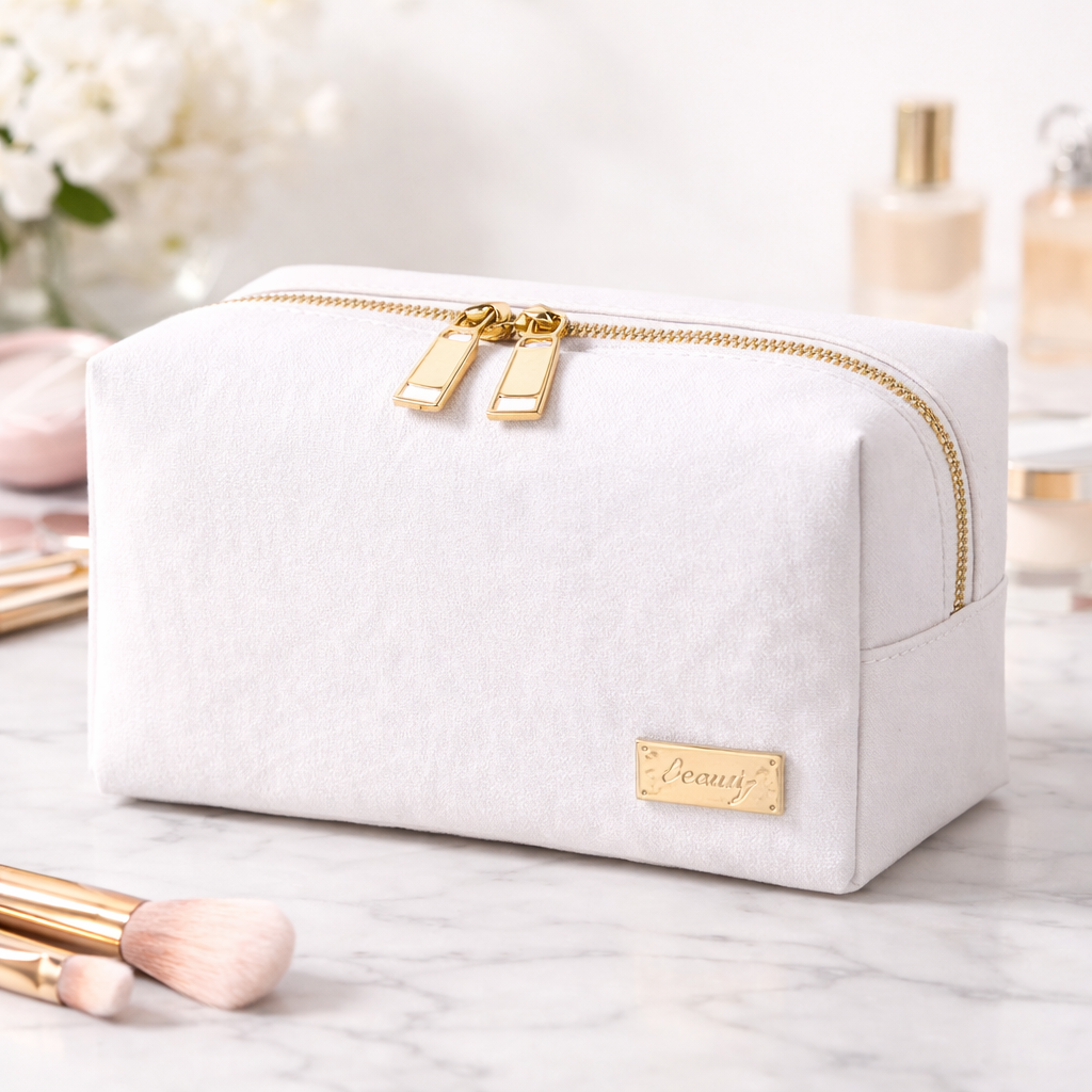 White Quilted Carry All/Makeup Bag